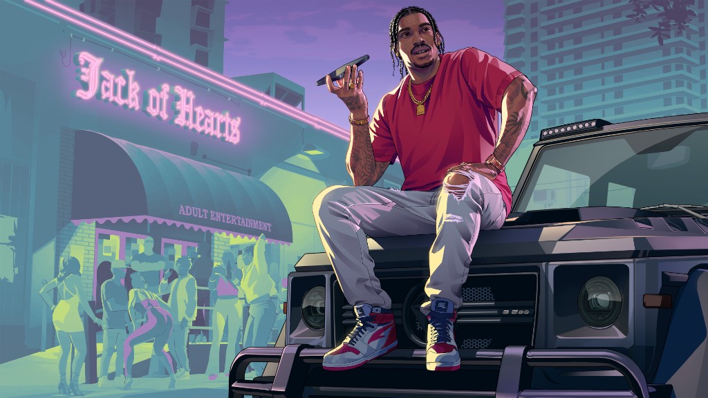 DreQuan Priest on a black SUV outside Jack of Hearts